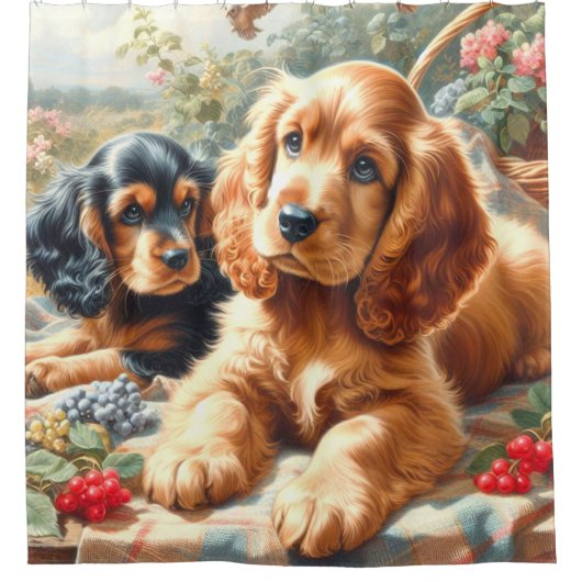Rideaux De Douche Cute Cocker Peinture Espagnole (Devant)