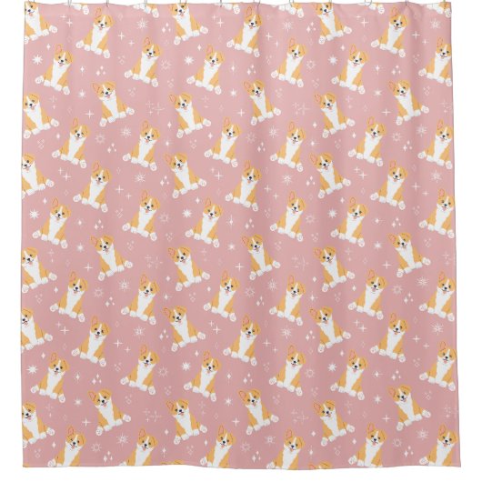 Rideaux De Douche Cute Corgi Motif rose (Devant)