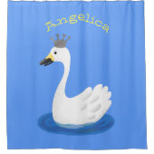 Rideaux De Douche Cute cygne blanc avec dessin de la couronne (Devant)
