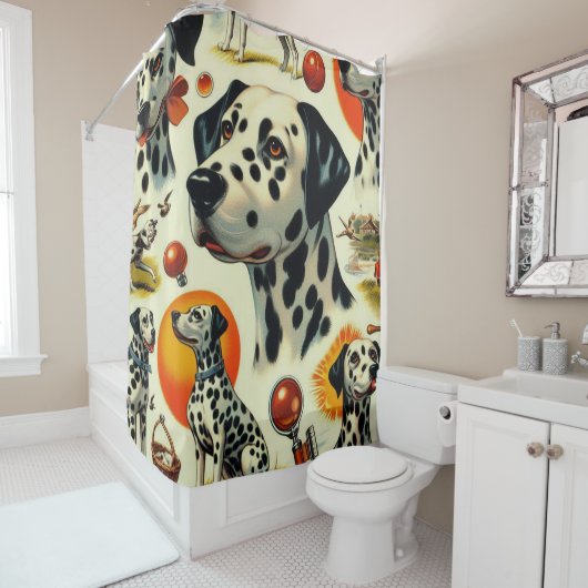Rideaux De Douche Cute Dalmatien sans joint (En situation)