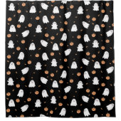 Rideaux De Douche Cute Fantôme et Citrouille Motif d'Halloween noir (Devant)