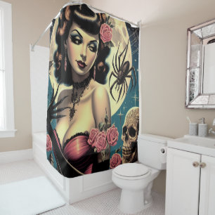 Rideaux De Douche Cute fille Goth Vintage