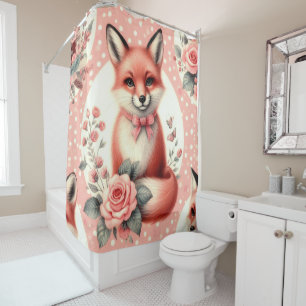 Rideaux De Douche Cute Floral Baby Fox