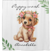 Rideaux De Douche Cute Floral Golden Retriever Puppy (Devant)