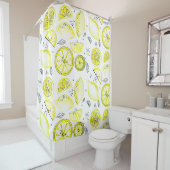 Rideaux De Douche Cute Fraîche Citrus Citron D'Été Doodle Jaune (En situation)