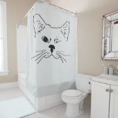Rideaux De Douche Cute Fun Winking Cat Dessin Animal art (En situation)