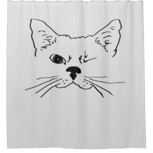 Rideaux De Douche Cute Fun Winking Cat Dessin Animal art