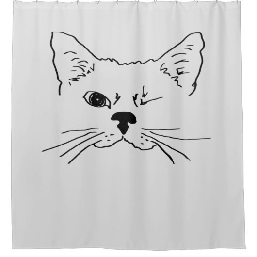Rideaux De Douche Cute Fun Winking Cat Dessin Animal art (Devant)