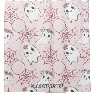 Rideaux De Douche Cute Halloween Ghost & Spiderweb Motif (2)