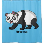 Rideaux De Douche Cute happy panda bear with flower cartoon (Devant)