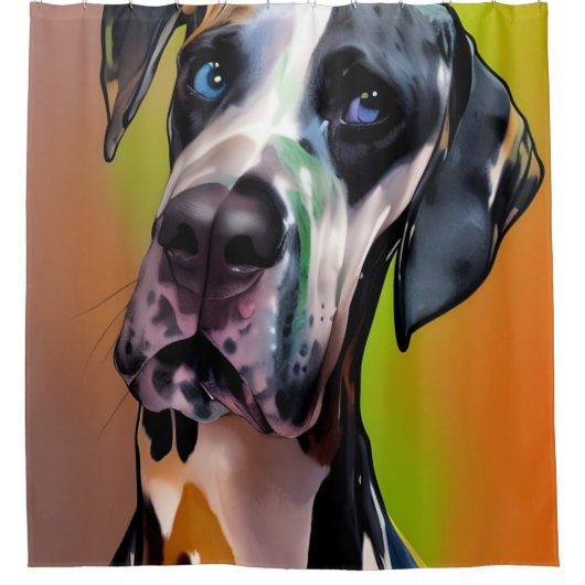 Rideaux De Douche Cute Harlequin Great Dane (Devant)