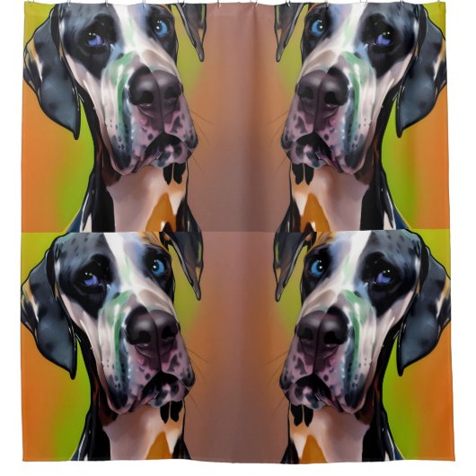 Rideaux De Douche Cute Harlequin Great Dane (Devant)