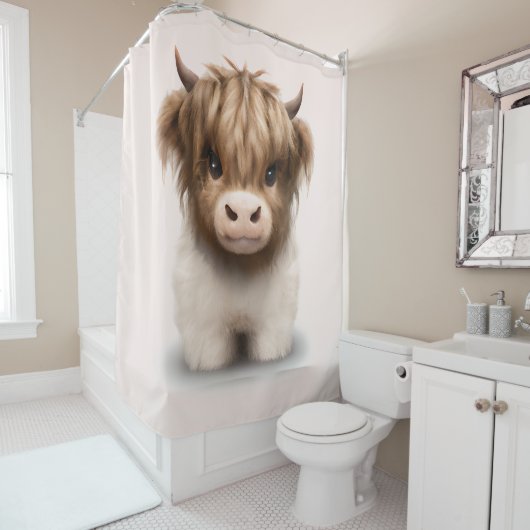 Rideaux De Douche Cute Highlands Scottish Cow (En situation)