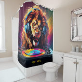 Rideaux De Douche Cute Imaginaire Lion DJ Vinyl (En situation)