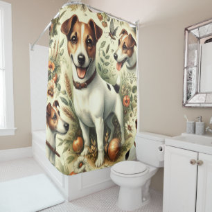 Rideaux De Douche Cute Jack Russell Terrier Vintage