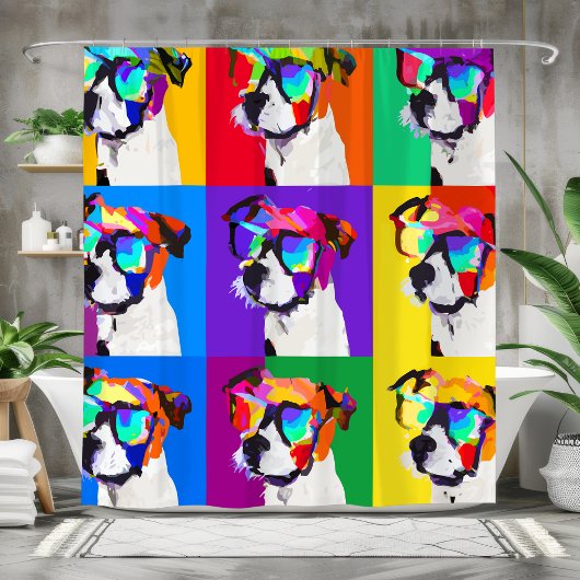 Rideaux De Douche Cute Jack Russell Terriers dans le style pop art