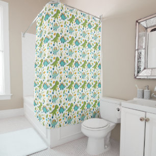 Rideaux De Douche Cute Jurassic Dinosaur Motif