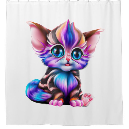 Rideaux De Douche Cute Kawaii Striped Baby Kitten (Devant)