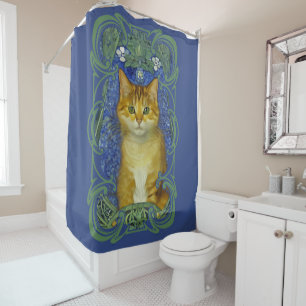 Rideaux De Douche Cute Kitten au style Art Nouveau Vintage