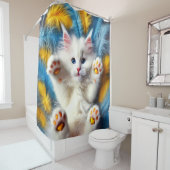 Rideaux De Douche Cute Kitten blanc (En situation)