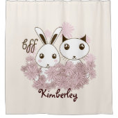 Rideaux De Douche Cute Kitten et Bunny amis animaux filles enfants (Devant)