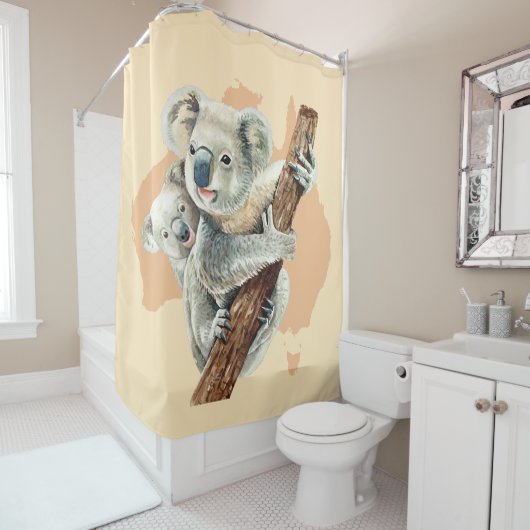Rideaux De Douche Cute Koala Maman et bébé (En situation)