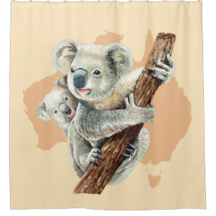 Rideaux De Douche Cute Koala Maman et bébé