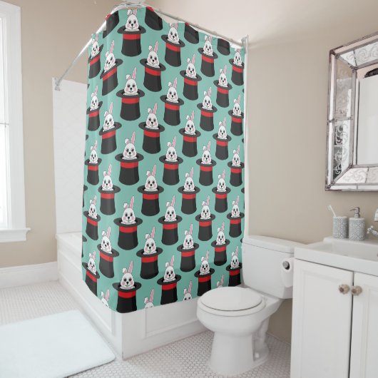 Rideaux De Douche Cute lapin dans le Motif Casquette Assistant (En situation)