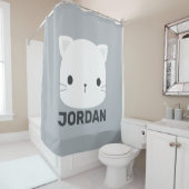 Rideaux De Douche Cute Little Cat avec nom personnalisé (En situation)