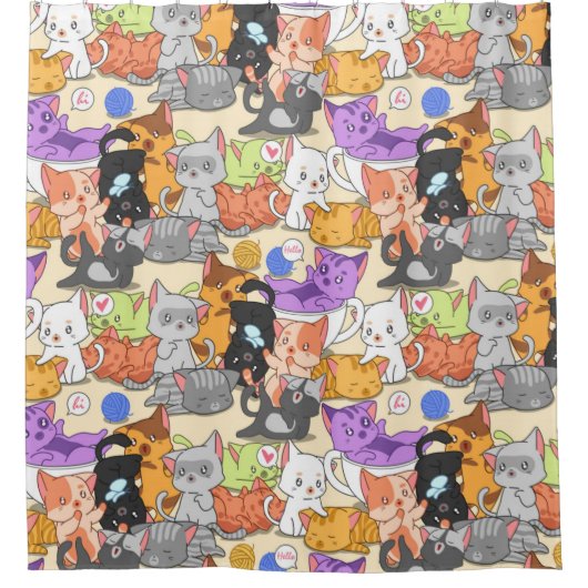 Rideaux De Douche Cute Little Cats Motif (Devant)