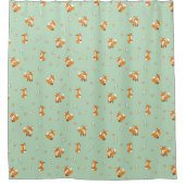 Rideaux De Douche Cute Little Fox Green Motif (Devant)