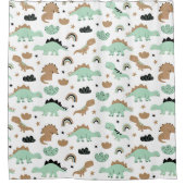 Rideaux De Douche Cute Mint Green Dinosaur Motif (Devant)