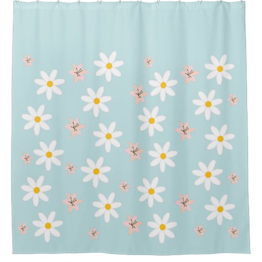 Rideaux De Douche Cute Modern Daisy Fleur de lys Rustique transparen (Devant)