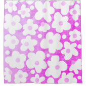 Rideaux De Douche Cute Moderne Retro Motif de marguerite rose chaud (Devant)