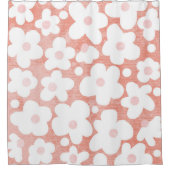 Rideaux De Douche Cute Moderne Retro Motif Rose Terracotta (Devant)