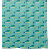 Rideaux De Douche Cute Motif de poisson vert Turquoise (Devant)
