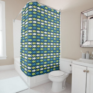 Rideaux De Douche Cute Motif Poisson En Bleu Vert Jaune Blanc