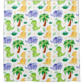 Rideaux De Douche Cute Neon Aquarelle Dinosaur Motif (Devant)