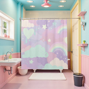 Rideaux De Douche Cute Pastel Whimsical Motif Fun Girly Cloud