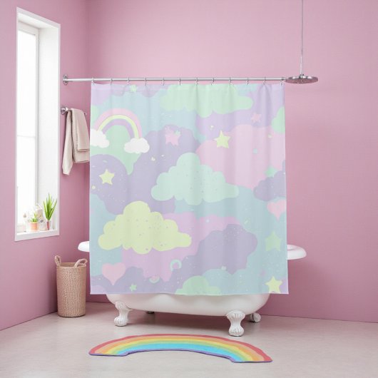 Rideaux De Douche Cute Pastel Whimsical Motif Fun Girly Cloud