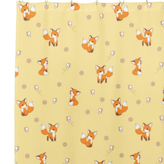 Rideaux De Douche Cute Petit Fox Jaune Motif