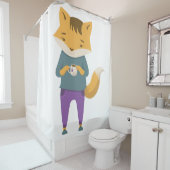 Rideaux De Douche Cute renard avec tasse de thé (En situation)