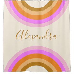 Rideaux De Douche Cute Retro Double arc-en-ciel Script personnalisé 