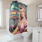 Rideaux De Douche Cute Retro Girl (En situation)