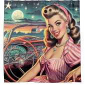 Rideaux De Douche Cute Retro Girl (Devant)