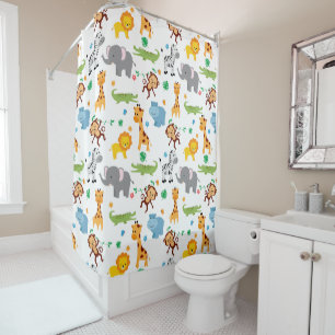Rideaux De Douche Cute Safari Animaux Nursery Motif