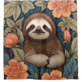 Rideaux De Douche Cute Sloth Elegant Floral William Morris Inspired (Devant)