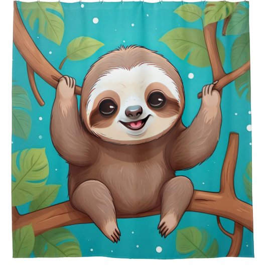Rideaux De Douche Cute sloth in a tree illustration (Devant)