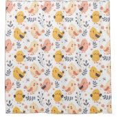 Rideaux De Douche Cute Spring Chicks et modèle floral (Devant)