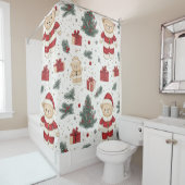 Rideaux De Douche Cute Teddy Bear & Santa on White (3) (En situation)